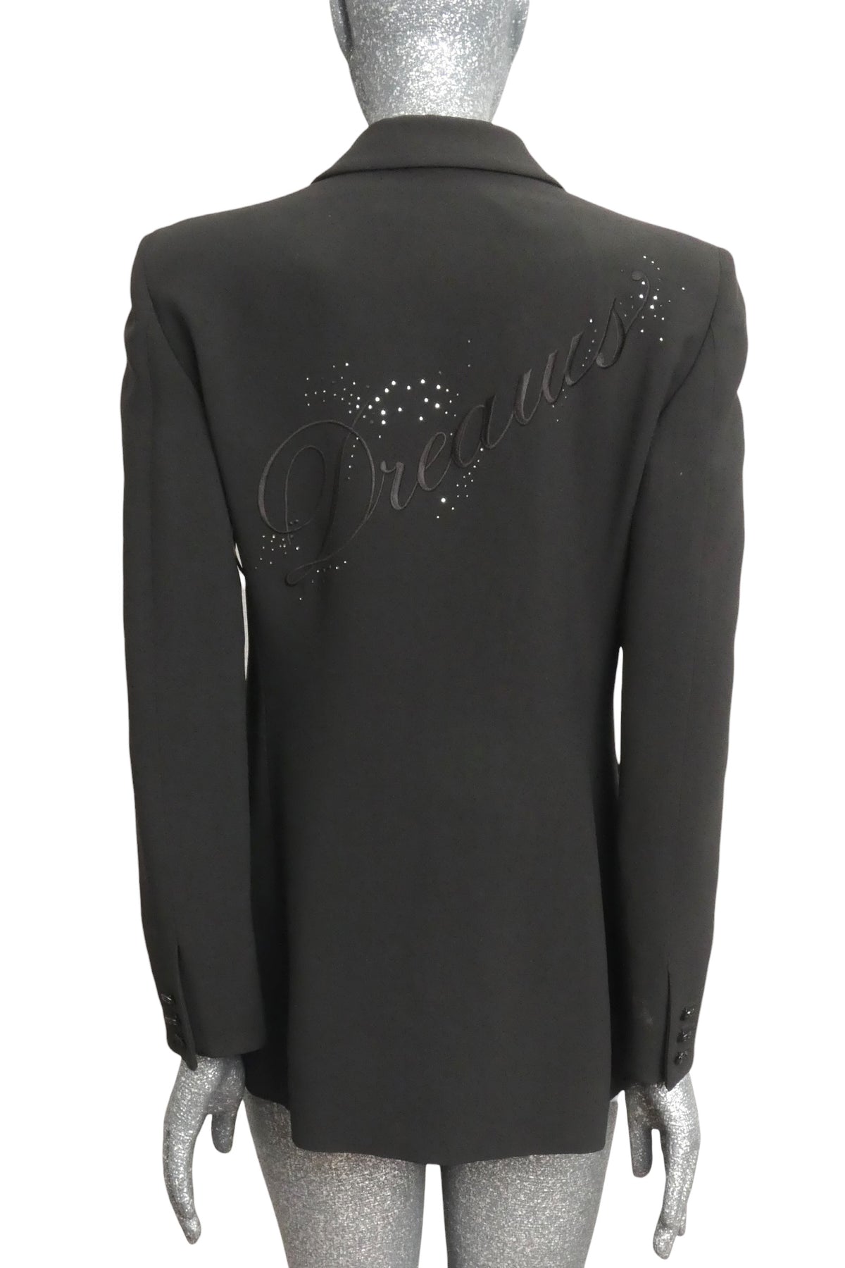 MOSCHINO COUTURE!  1990s Black Embroidered "Dreams" Blazer, Size-10