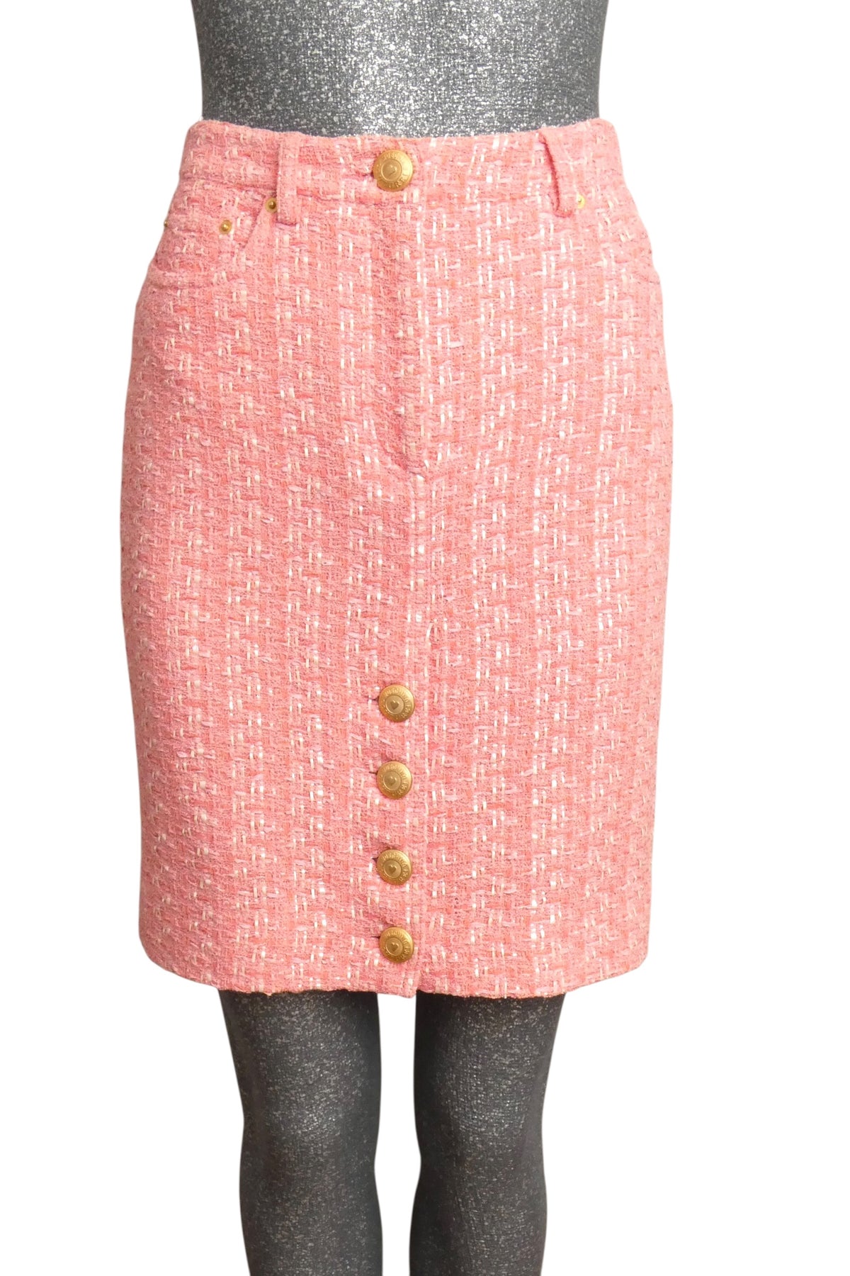 MOSCHINO COUTURE! - 2015 Pink Tweed Pencil Skirt, Size-6