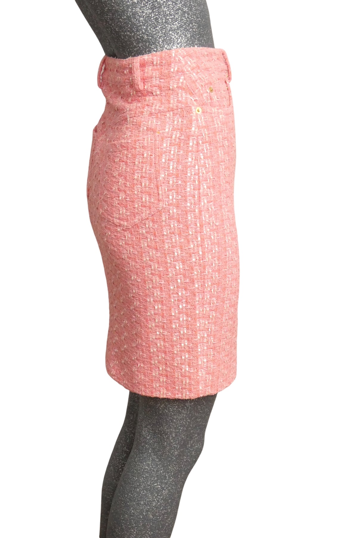 MOSCHINO COUTURE! - 2015 Pink Tweed Pencil Skirt, Size-6