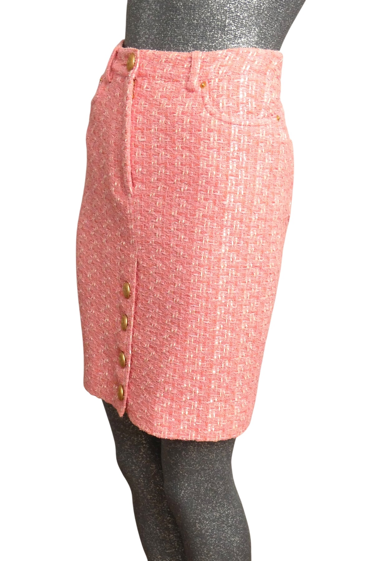 MOSCHINO COUTURE! - 2015 Pink Tweed Pencil Skirt, Size-6