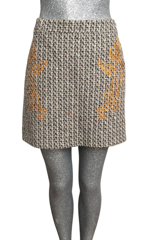 MOSCHINO COUTURE! - 2019 NWT Wool Embroidered Tweed Skirt, Size-8