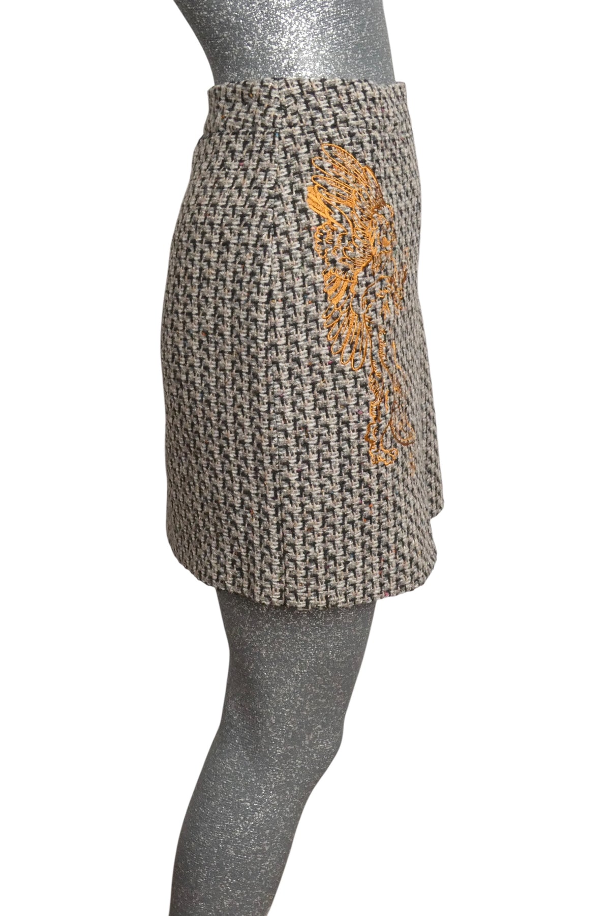 MOSCHINO COUTURE! - 2019 NWT Wool Embroidered Tweed Skirt, Size-8