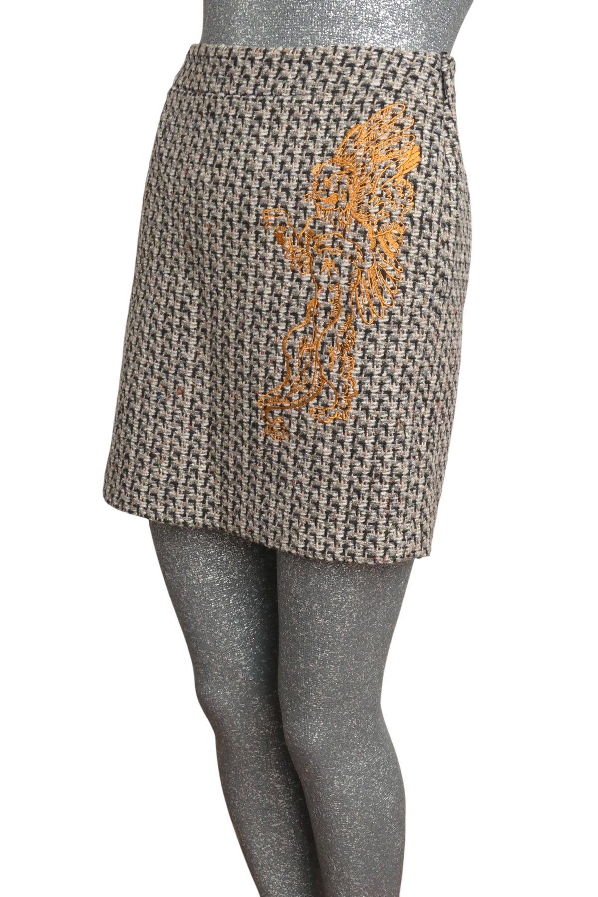 MOSCHINO COUTURE! - 2019 NWT Wool Embroidered Tweed Skirt, Size-8