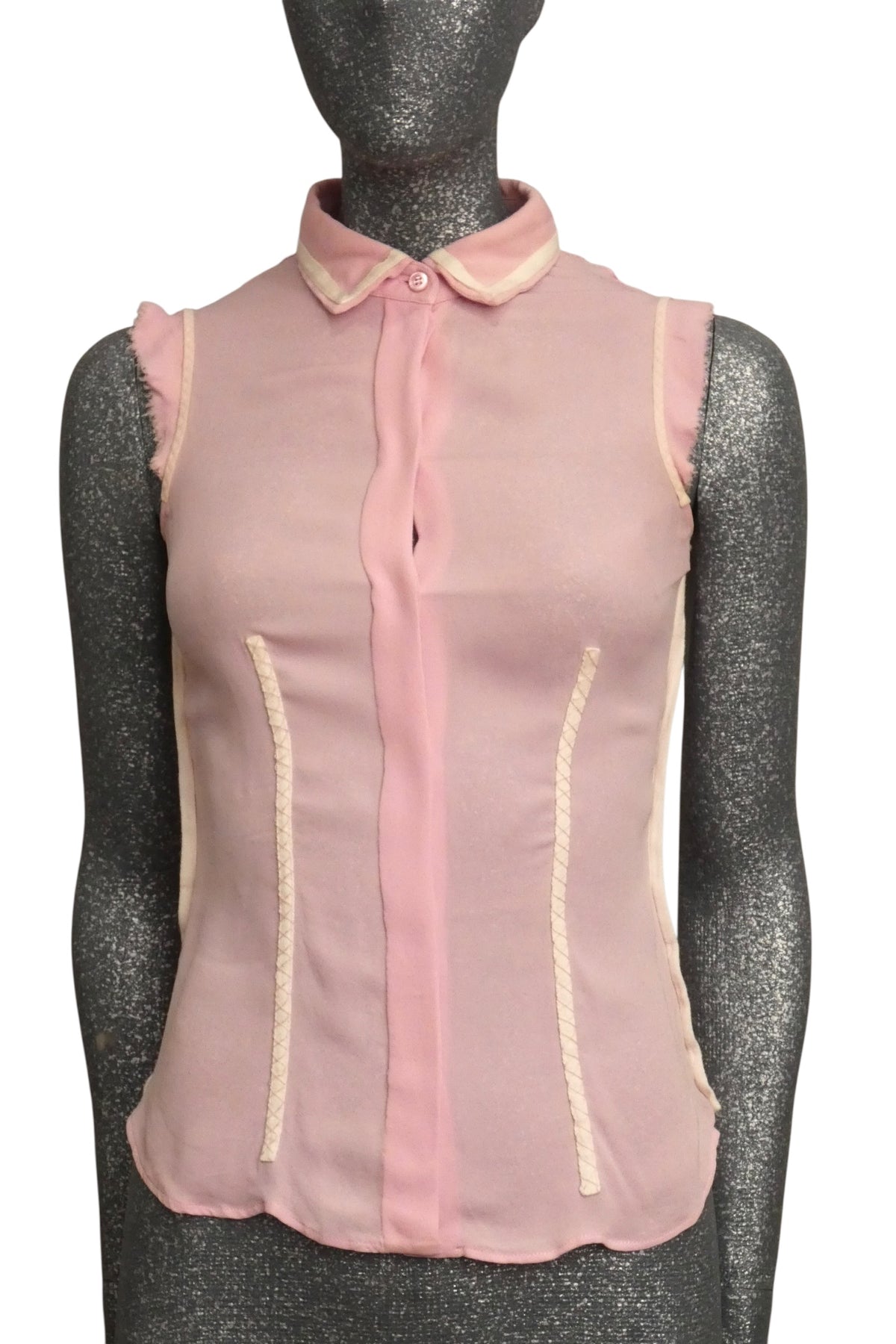 MOSCHINO COUTURE! - 2021 Pink Silk Inside Out Blouse, Size-4