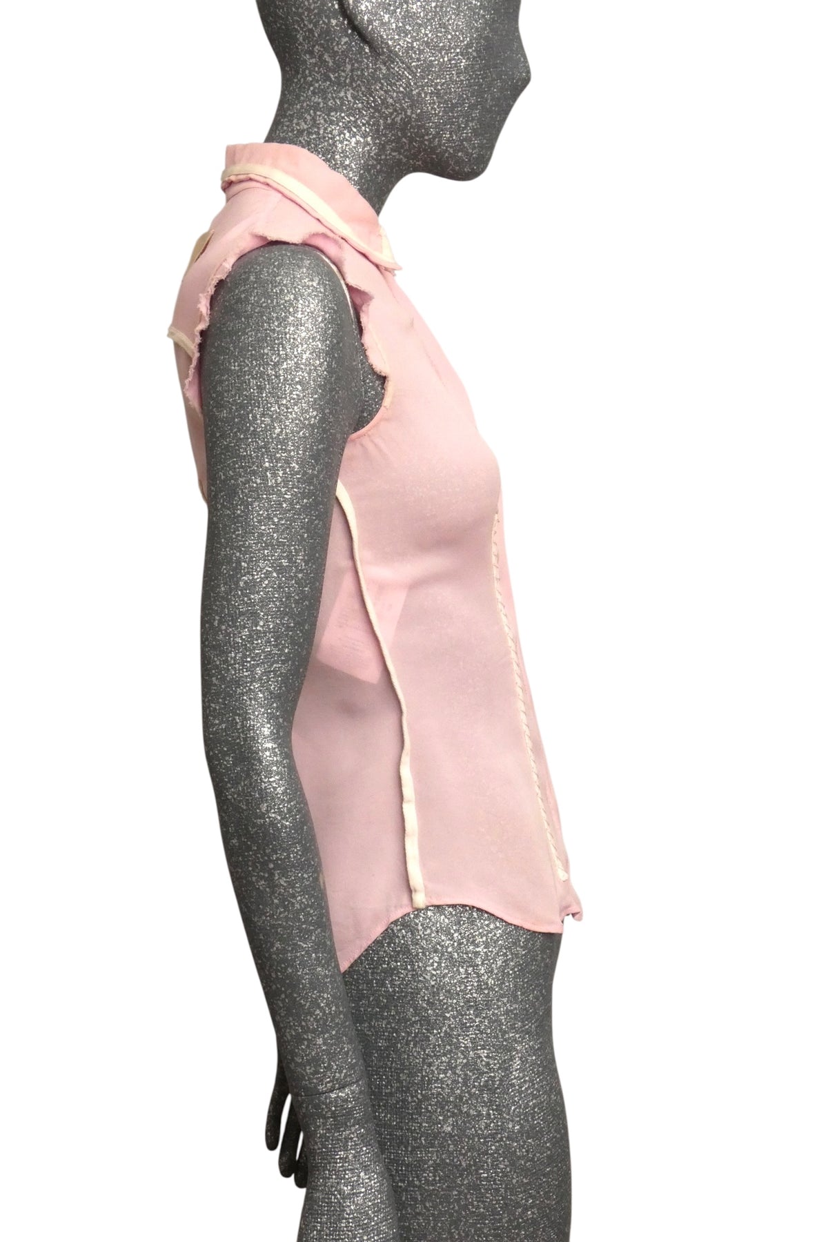 MOSCHINO COUTURE! - 2021 Pink Silk Inside Out Blouse, Size-4