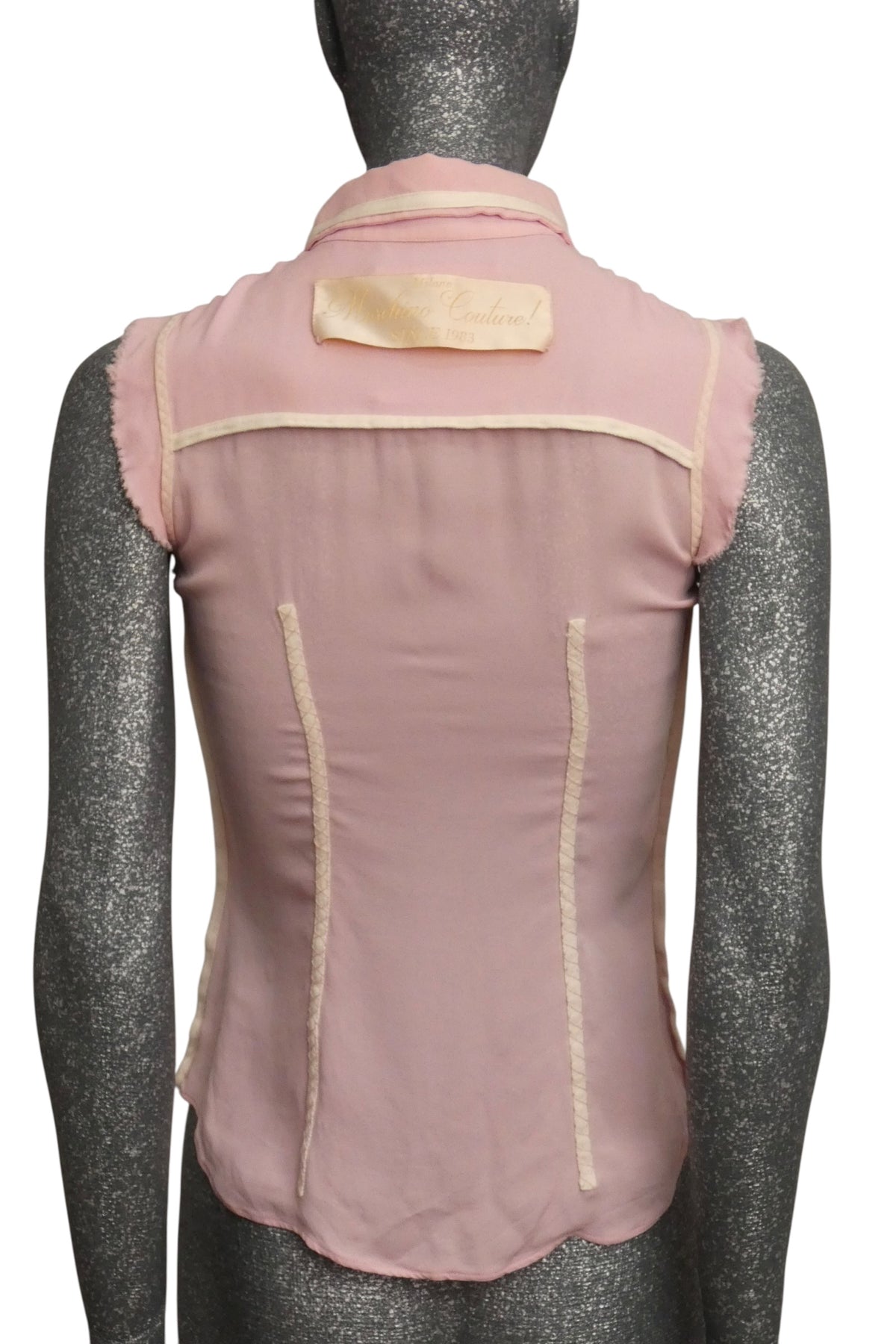 MOSCHINO COUTURE! - 2021 Pink Silk Inside Out Blouse, Size-4