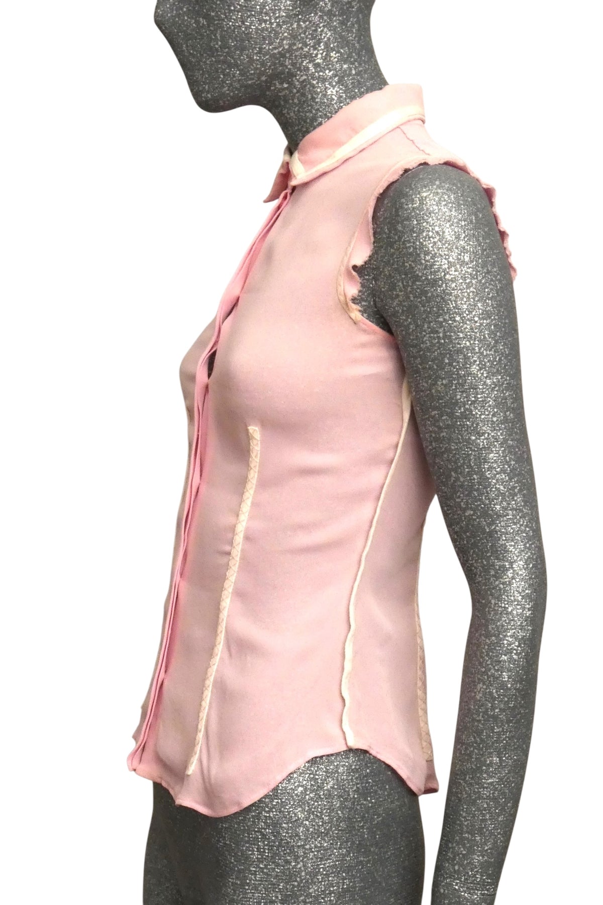 MOSCHINO COUTURE! - 2021 Pink Silk Inside Out Blouse, Size-4
