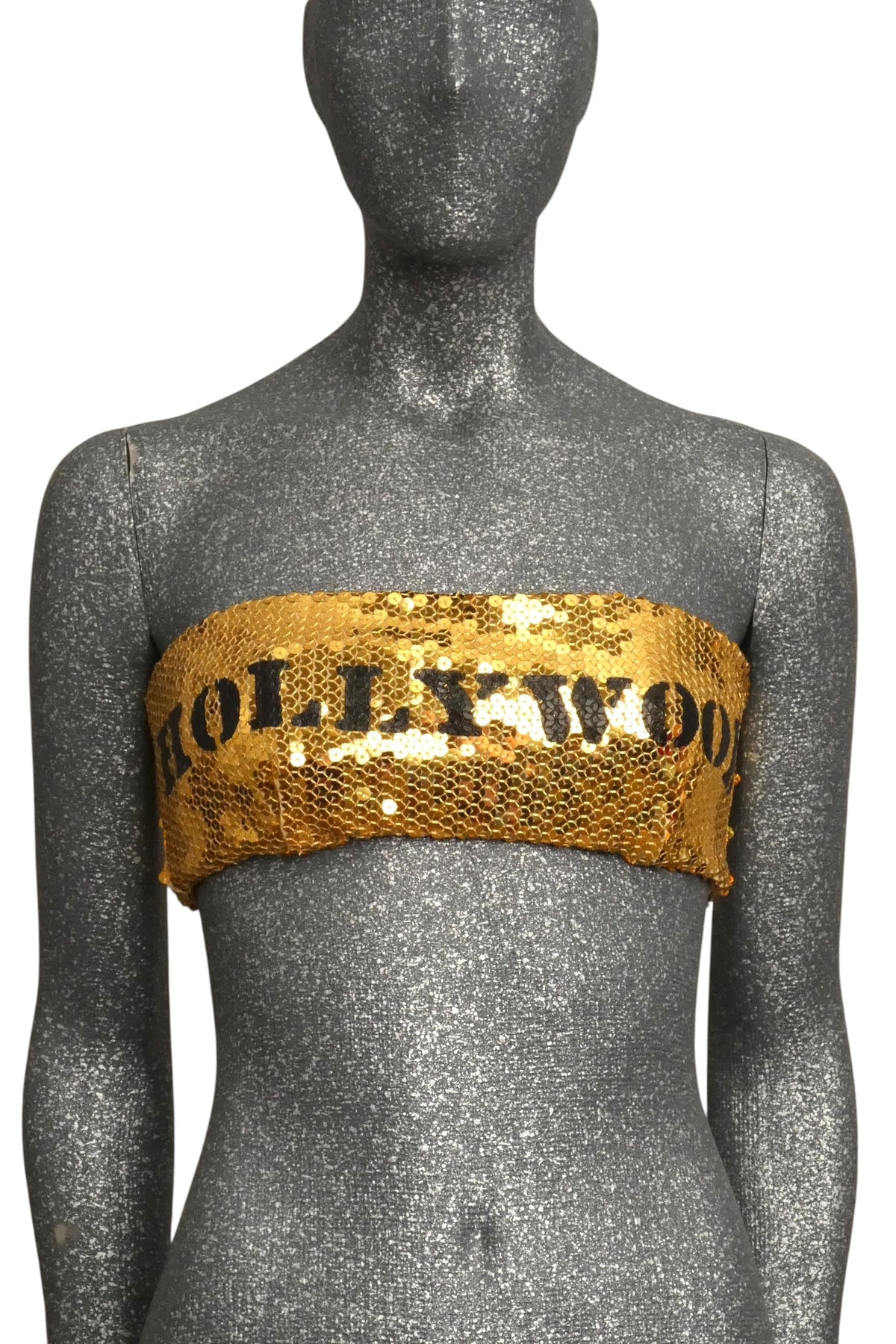 MOSCHINO COUTURE! 2020 Gold Sequin Tube Top, Size-8