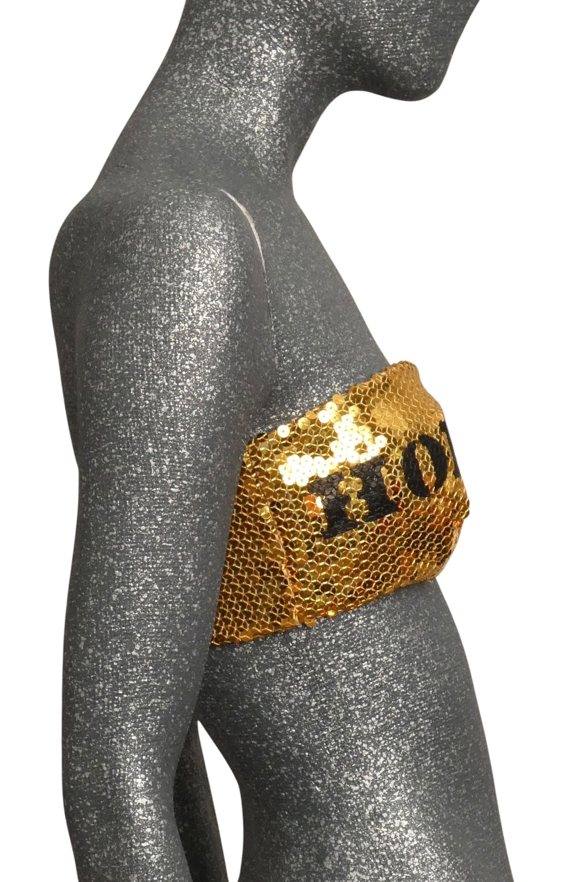 MOSCHINO COUTURE! 2020 Gold Sequin Tube Top, Size-8