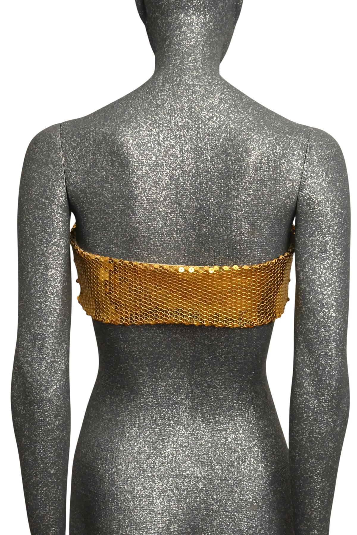 MOSCHINO COUTURE! 2020 Gold Sequin Tube Top, Size-8