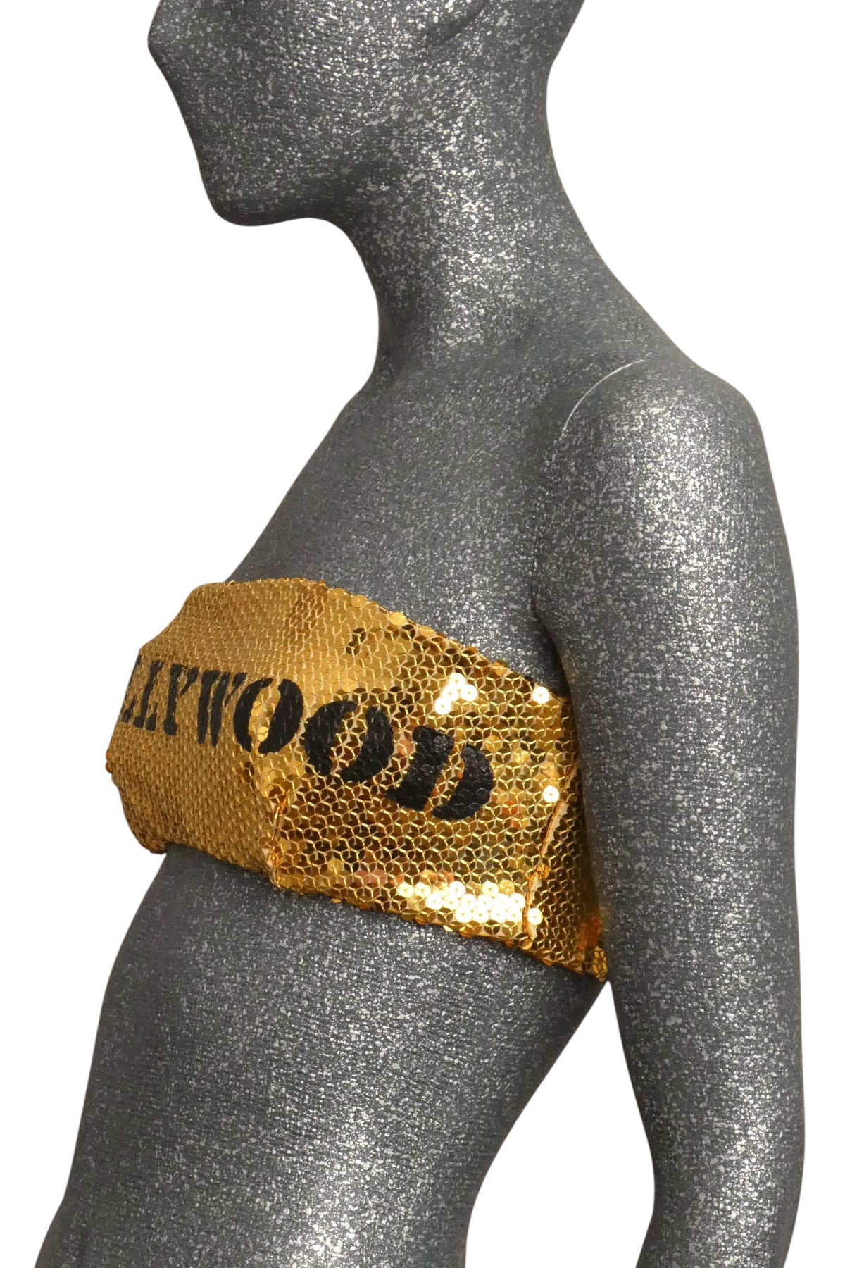 MOSCHINO COUTURE! 2020 Gold Sequin Tube Top, Size-8