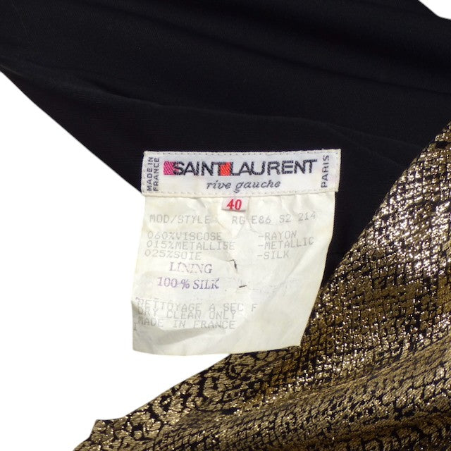 YVES SAINT LAURENT- 1986 Black & Gold Evening Gown, Size 10