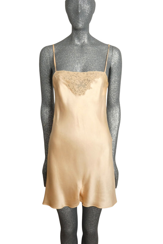 1930s Champagne Silk Charmeuse Step-In's, Size-4