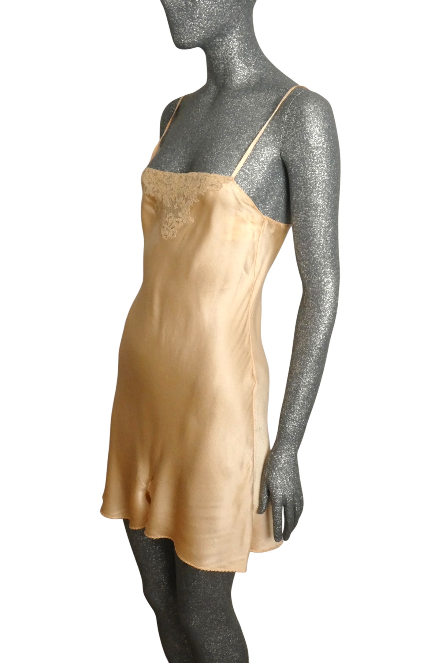 1930s Champagne Silk Charmeuse Step-In's, Size-4