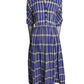 1940s Blue Cotton Plaid Dress, Size-2
