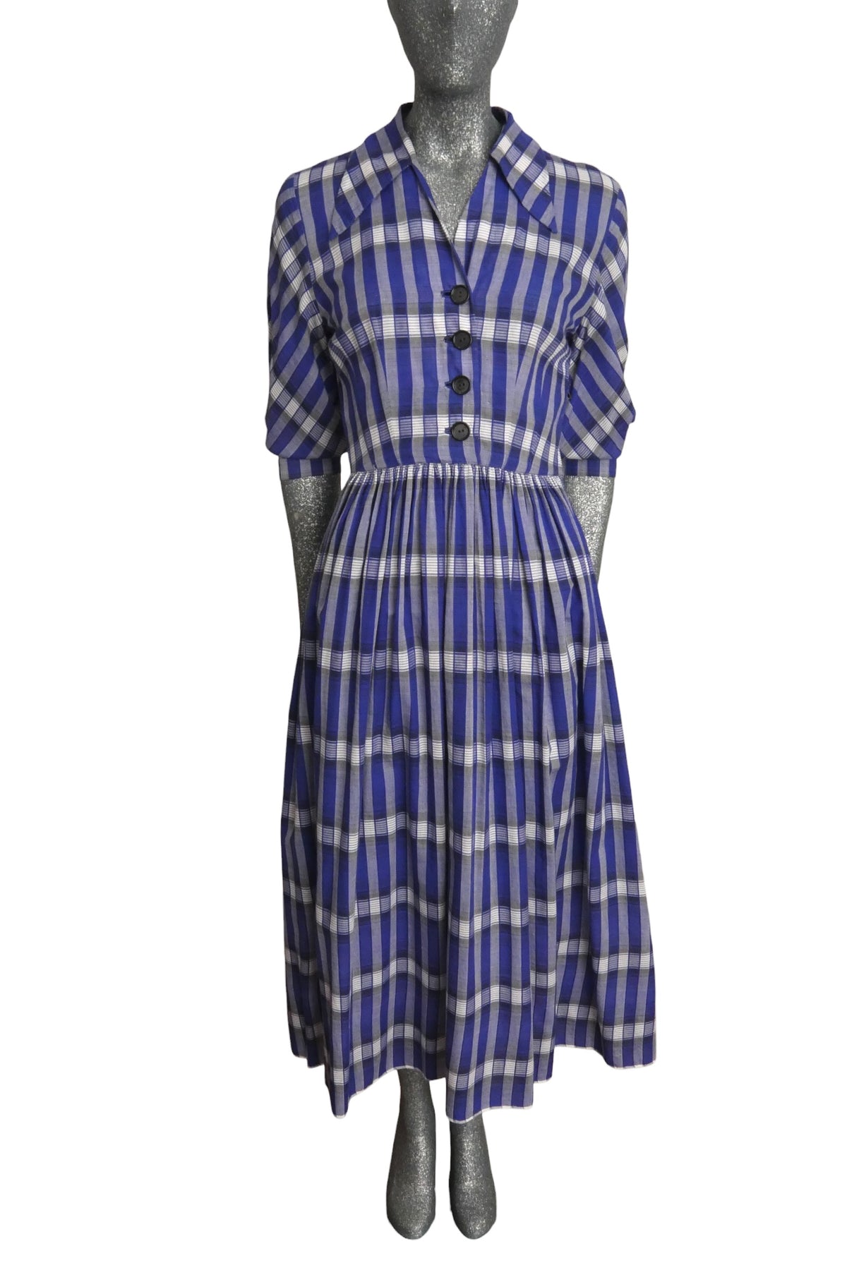 blue plaid dress with collar 1940s Cotton Dress, Size-2 Luciana Emilia brings a YGroup_anabelle-halter Black Beach Crochet Mini Color:Nocturnal Navy