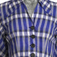 1940s Blue Cotton Plaid Dress, Size-2