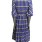 1940s Blue Cotton Plaid Dress, Size-2