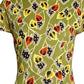 1940s Leaf Print Jersey Knit Dress, Size-4