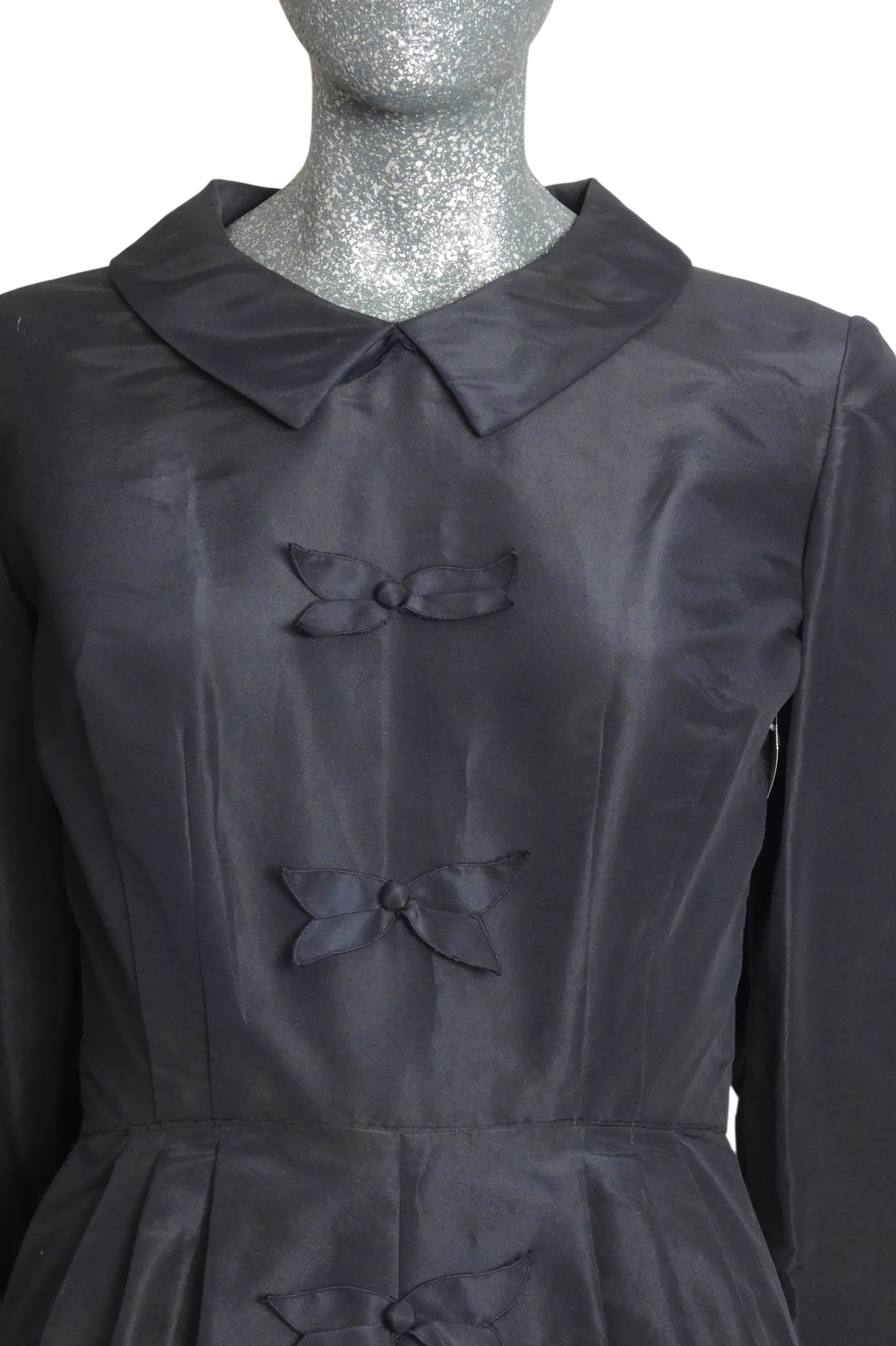 1950s Navy Silk Taffeta Bow Dress, Size-4