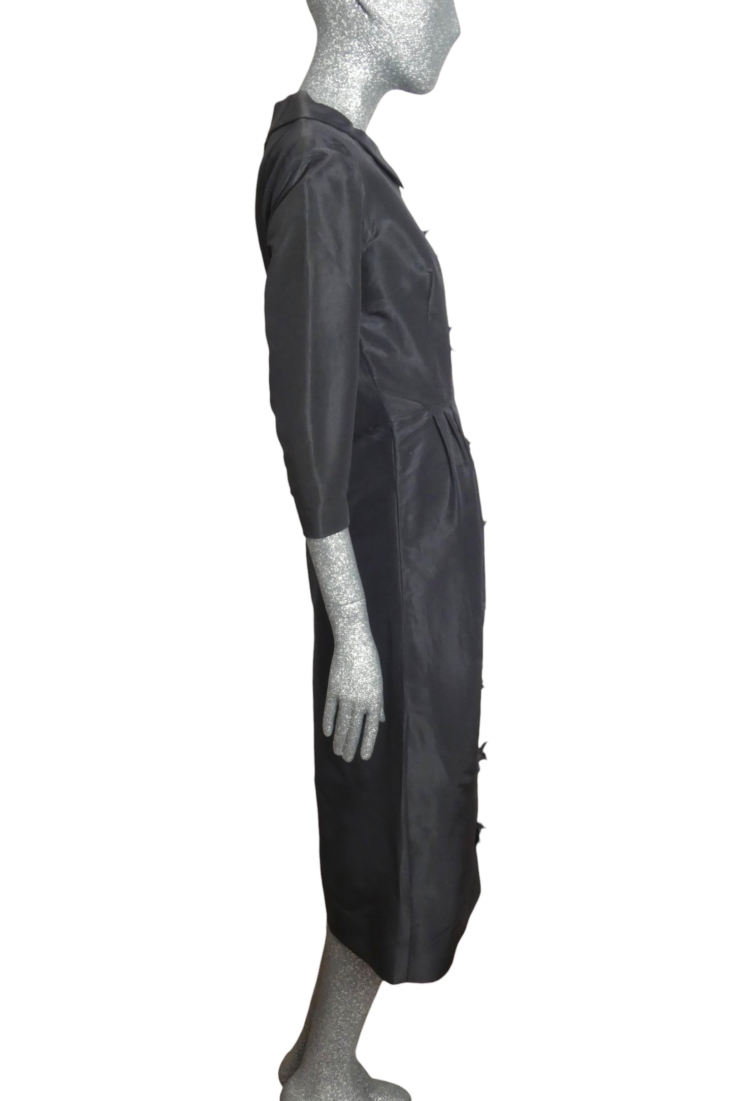 1950s Navy Silk Taffeta Bow Dress, Size-4