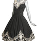 1950s Black Soutache Cotton Circle Skirt & Top, Size-2