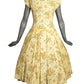 1950s Yellow Floral Cotton & Lace Dress, Size-4