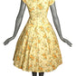 1950s Yellow Floral Cotton & Lace Dress, Size-4