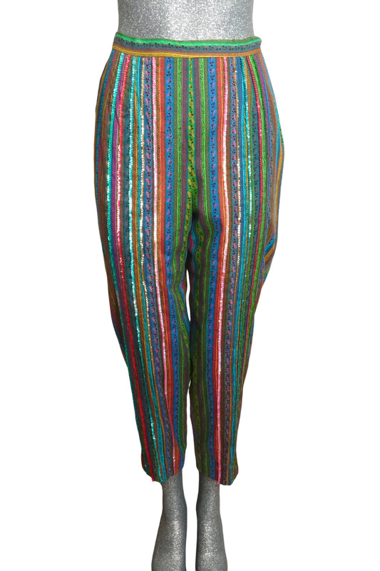 1950s Cotton Sequin Stripe Pants, Size-2
