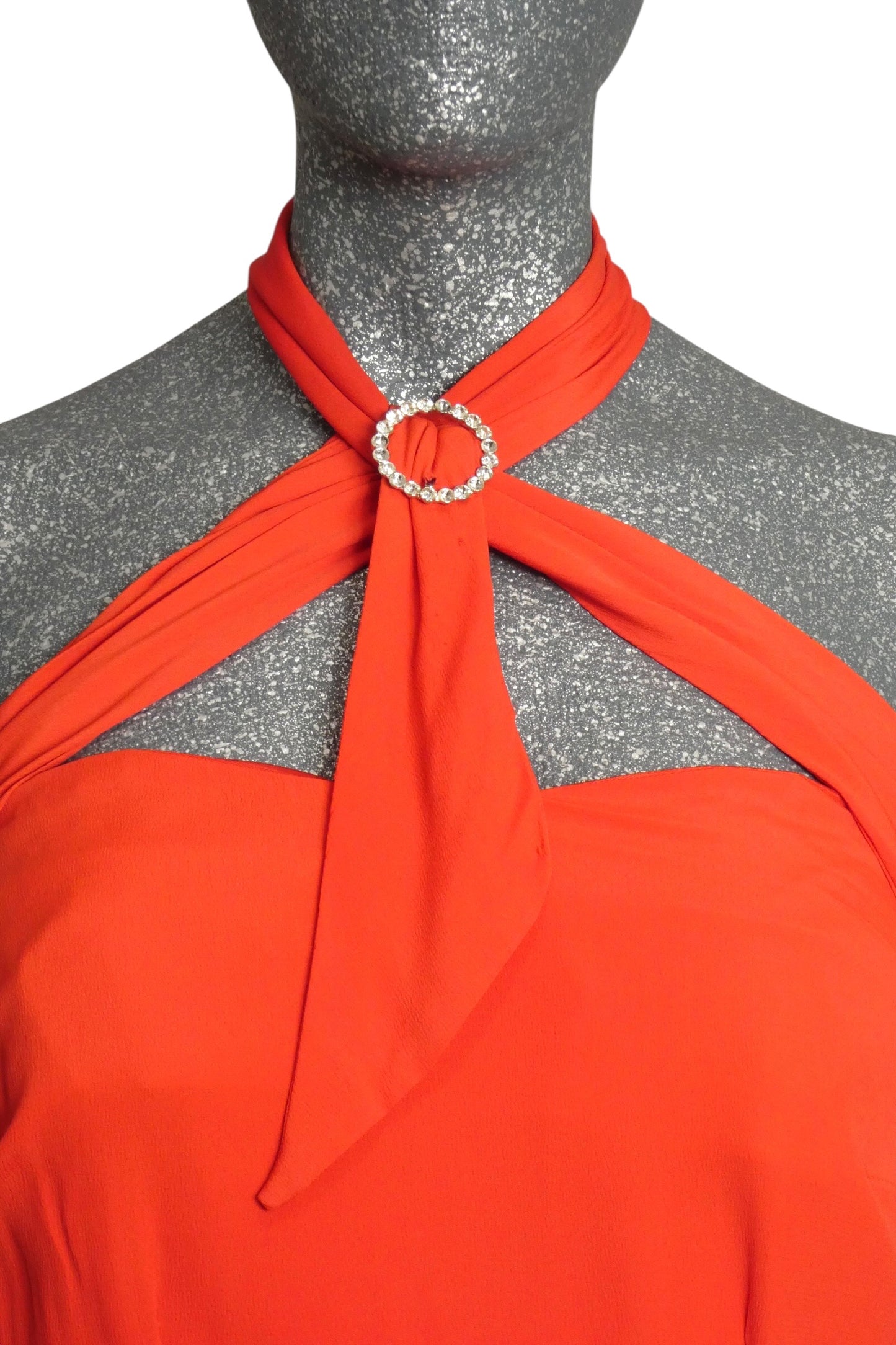 1950s Red Crepe Dinner Dress, Size-6