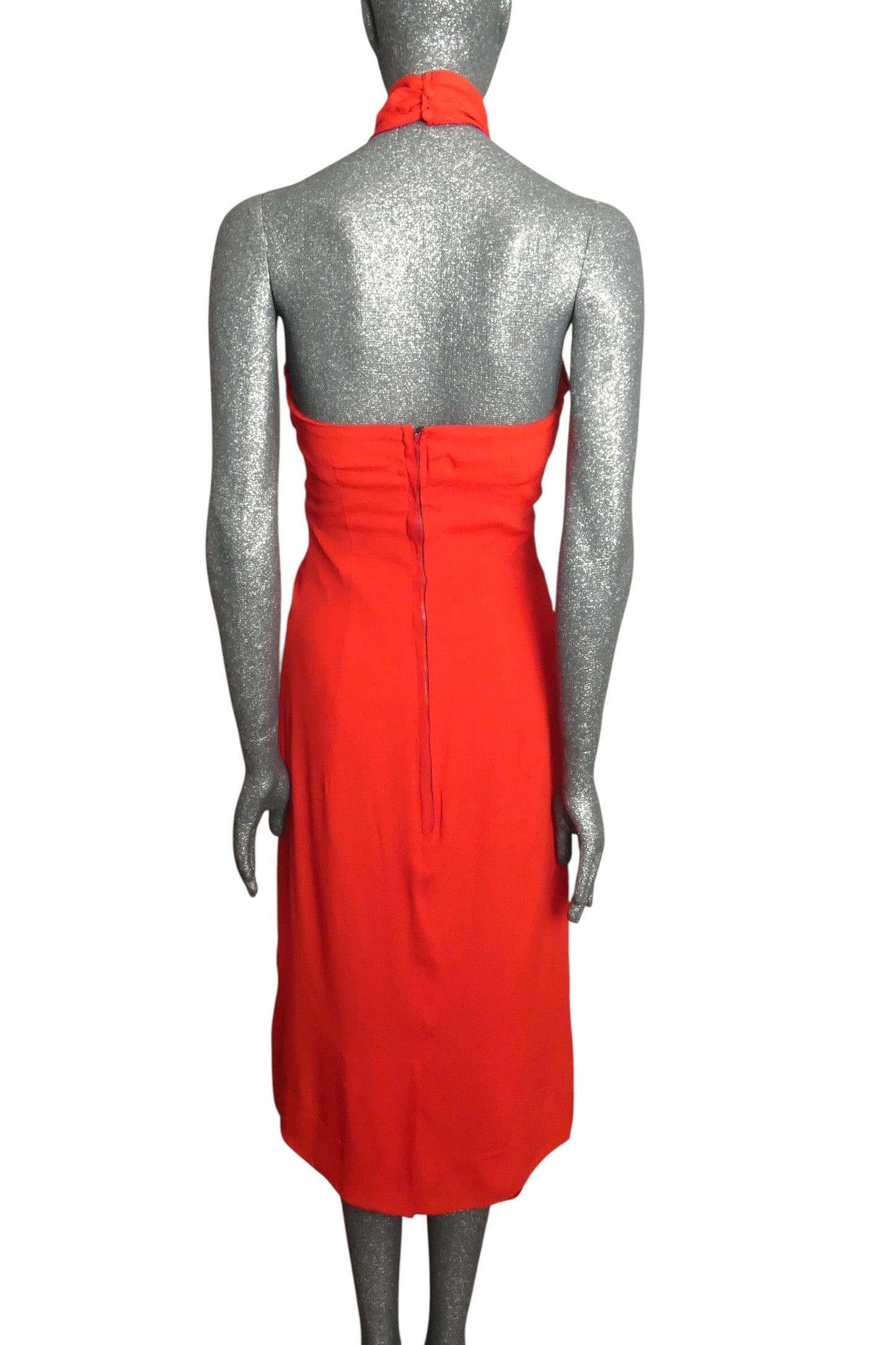 1950s Red Crepe Dinner Dress, Size-6
