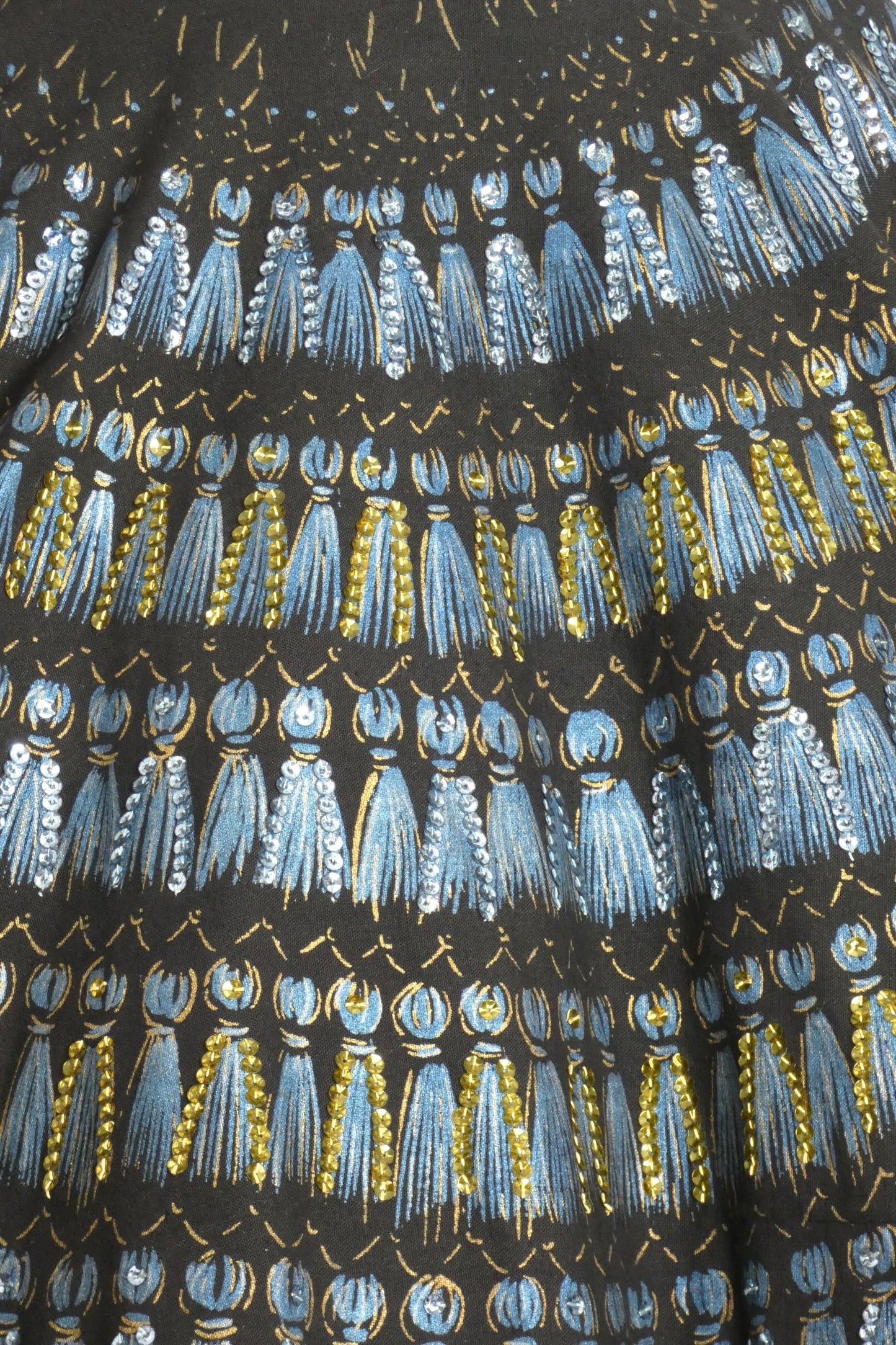 1950s Hand Painted & Sequin Circle Skirt, Size-6