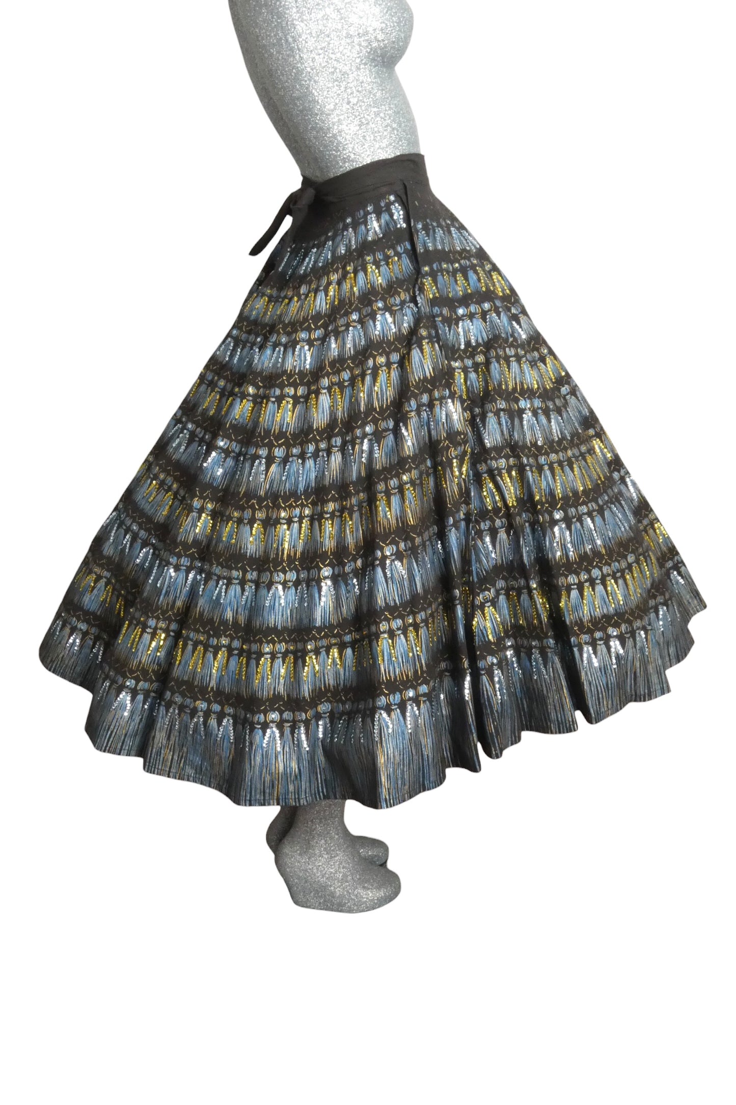 1950s Hand Painted & Sequin Circle Skirt, Size-6