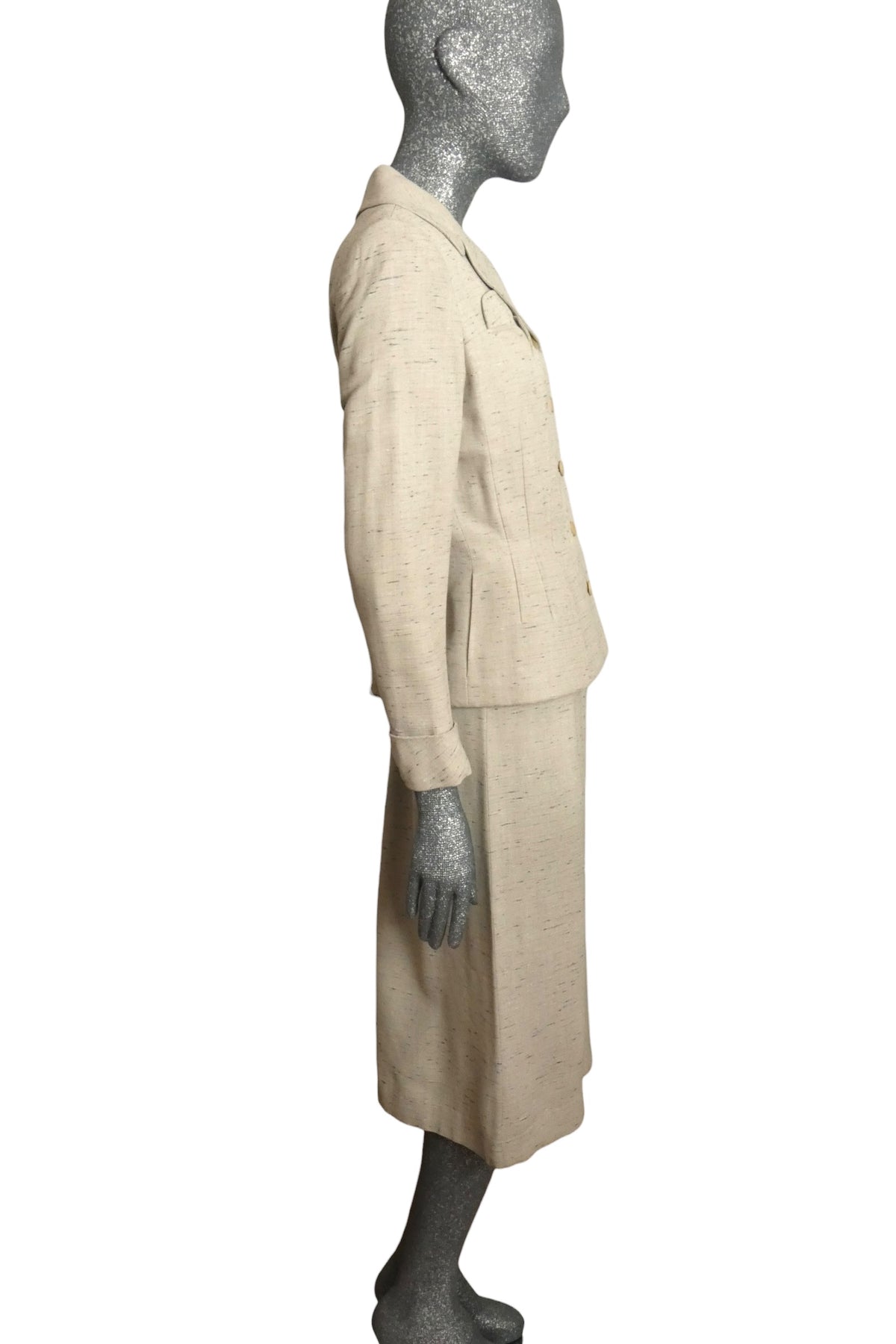 1950s Grey Wool Tweed Suit, Size-6