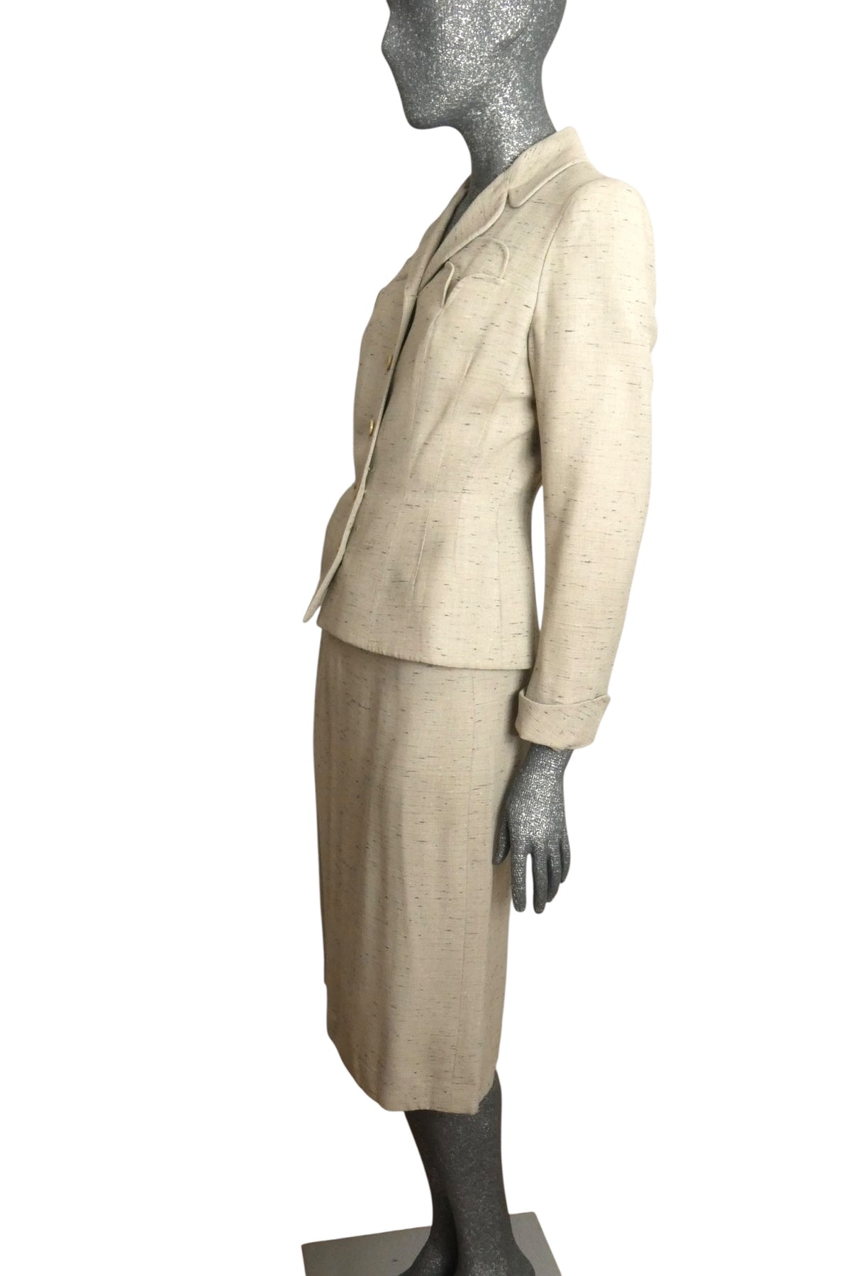 1950s Grey Wool Tweed Suit, Size-6
