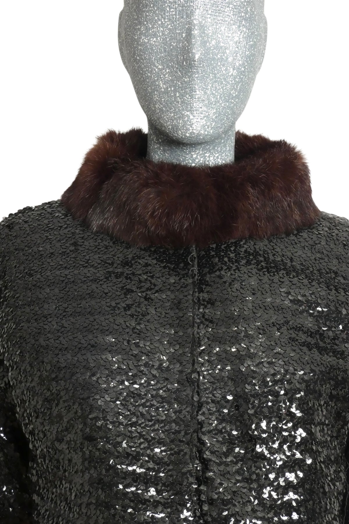 1960s Black Sequin Cocktail Dress & Jacket, Size-4