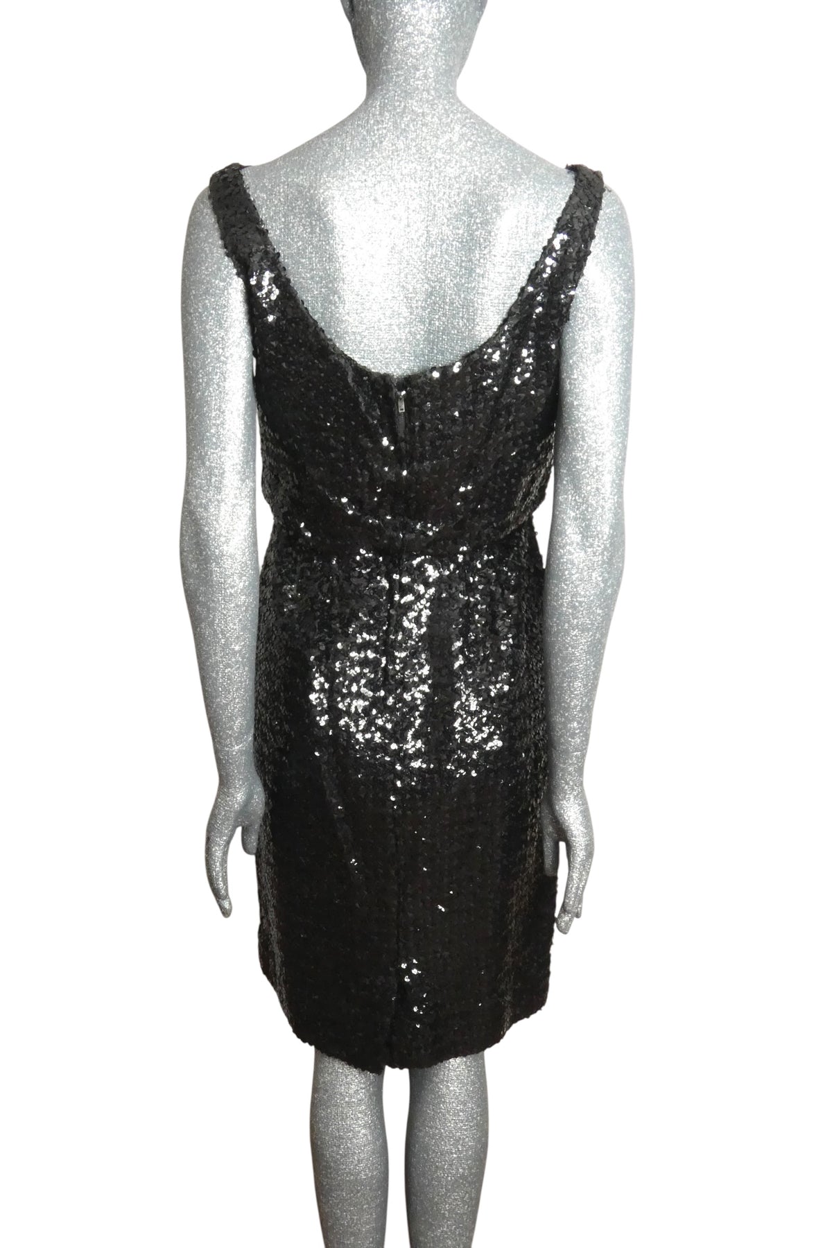 1960s Black Sequin Cocktail Dress & Jacket, Size-4