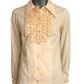 1970s Ivory Ruffle Front Blouse, Size-6