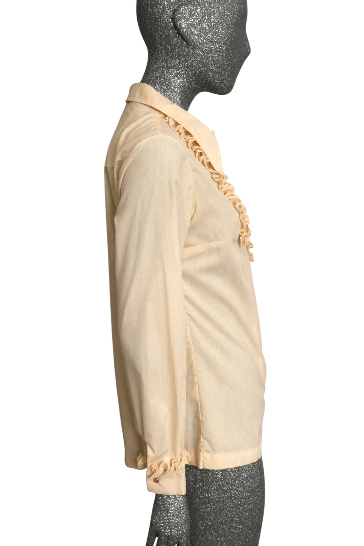 1970s Ivory Ruffle Front Blouse, Size-6