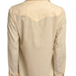 1970s Ivory Ruffle Front Blouse, Size-6