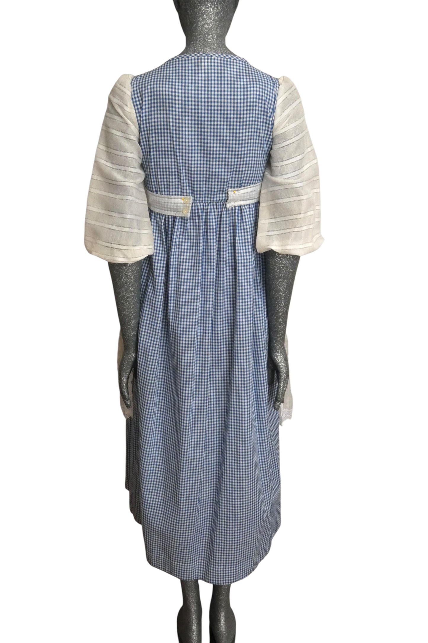 1970s Gingham Apron Dress, Size-2 Petite