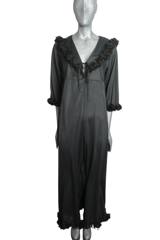 1970s Black Nylon Hostess Jumpsuit, Size-8