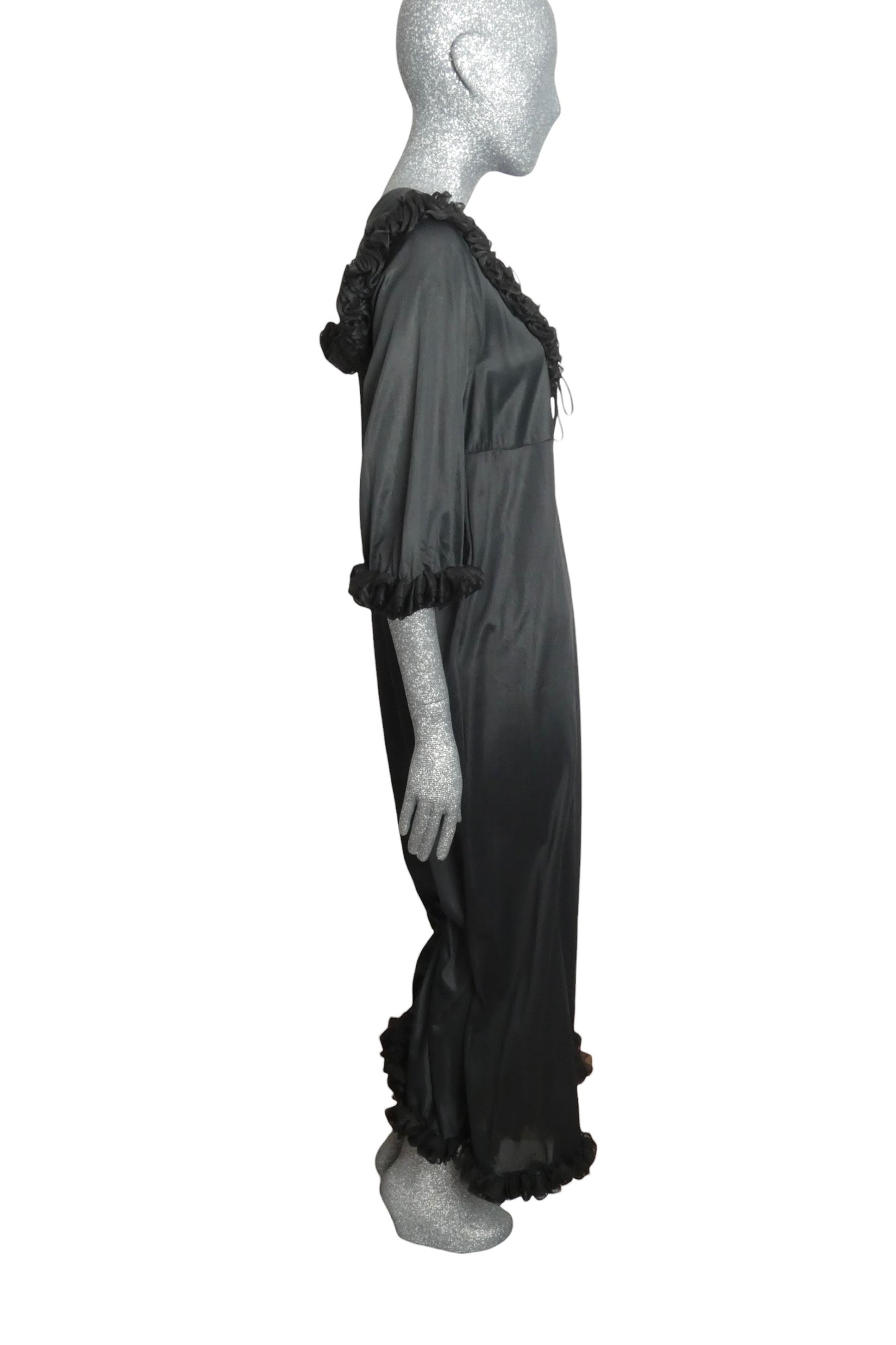 1970s Black Nylon Hostess Jumpsuit, Size-8