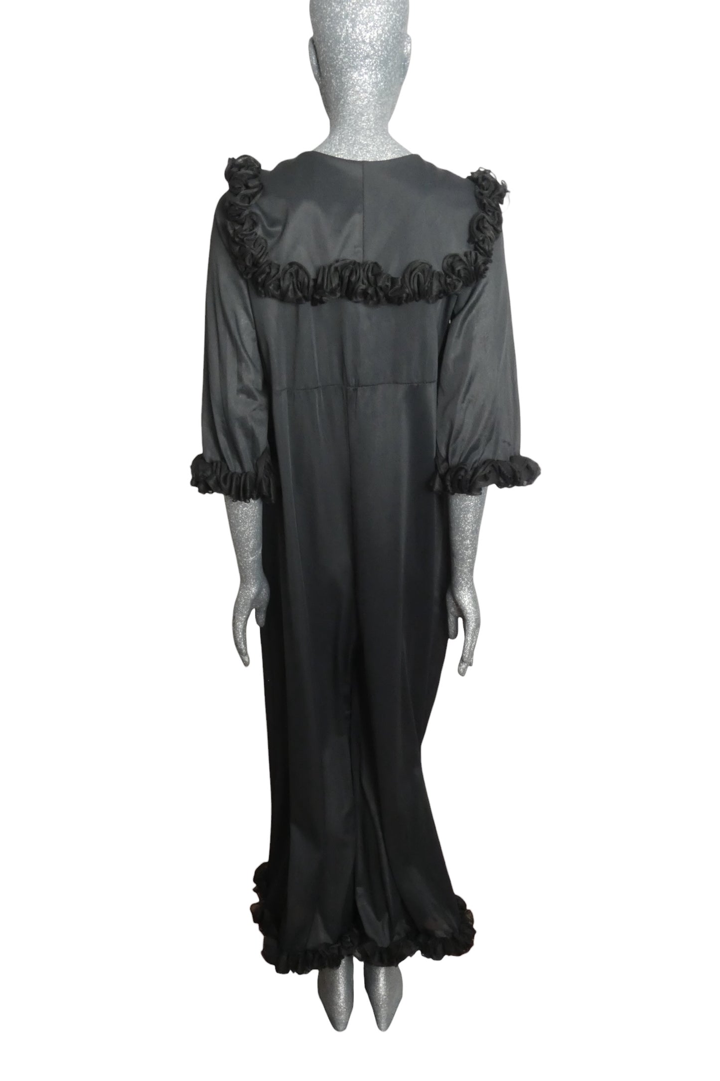 1970s Black Nylon Hostess Jumpsuit, Size-8