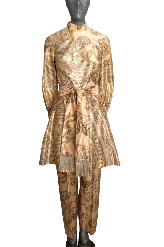 1970s Paisley Knit Hostess Ensemble, Size-4