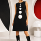 PIERRE CARDIN - 2005 Black Rayon Cutout Trapeze Dress, Size 4