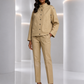 PIERRE CARDIN - 1990s Khaki Cotton Jacket Suit, Size-10