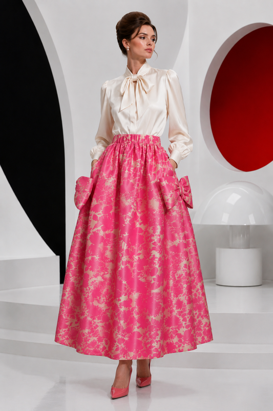 PIERRE CARDIN - 1994 Floral Print Taffeta Ball Skirt, Size 8