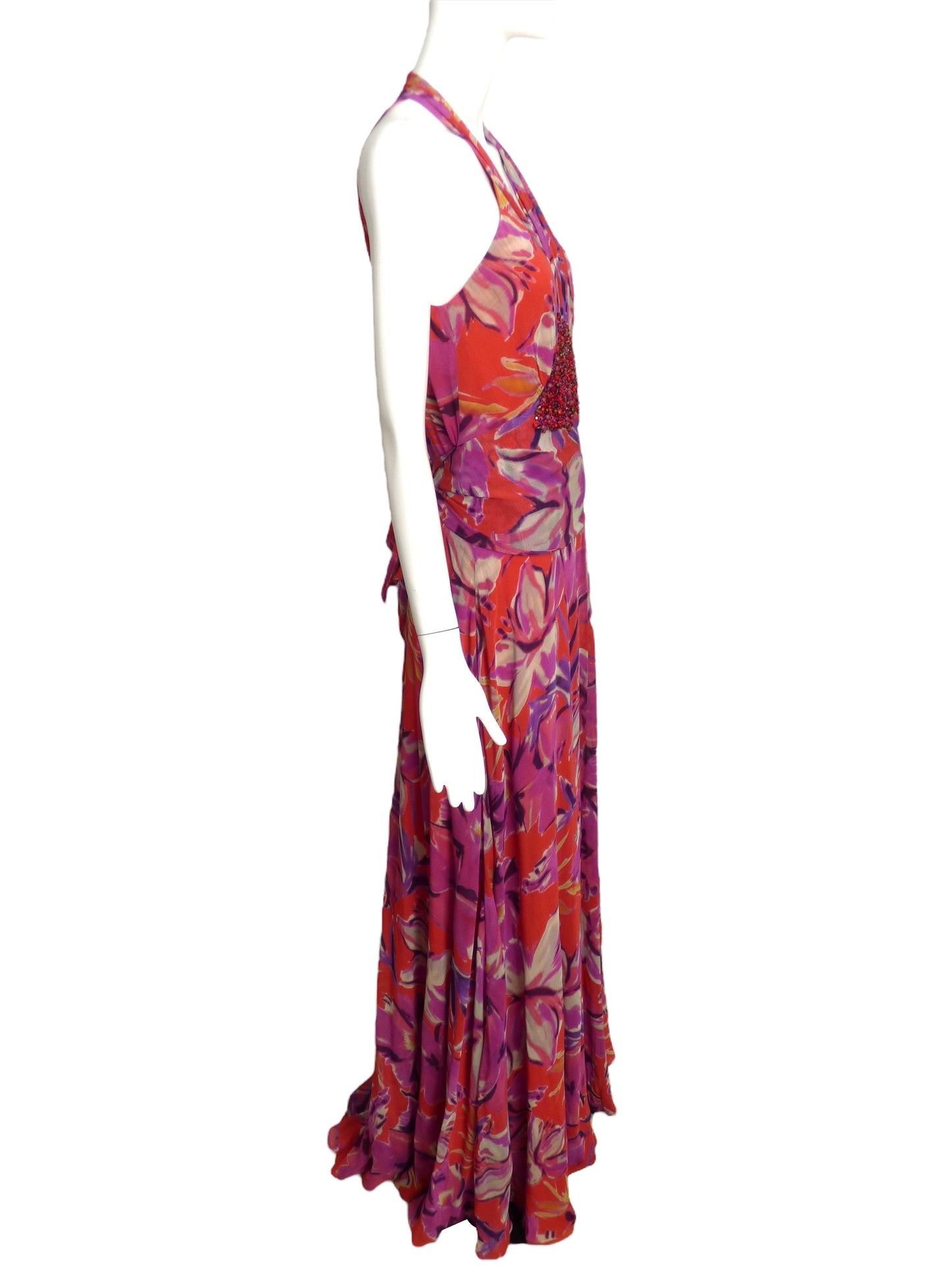 ETRO- Multi Color Beaded Chiffon Gown, Size 8