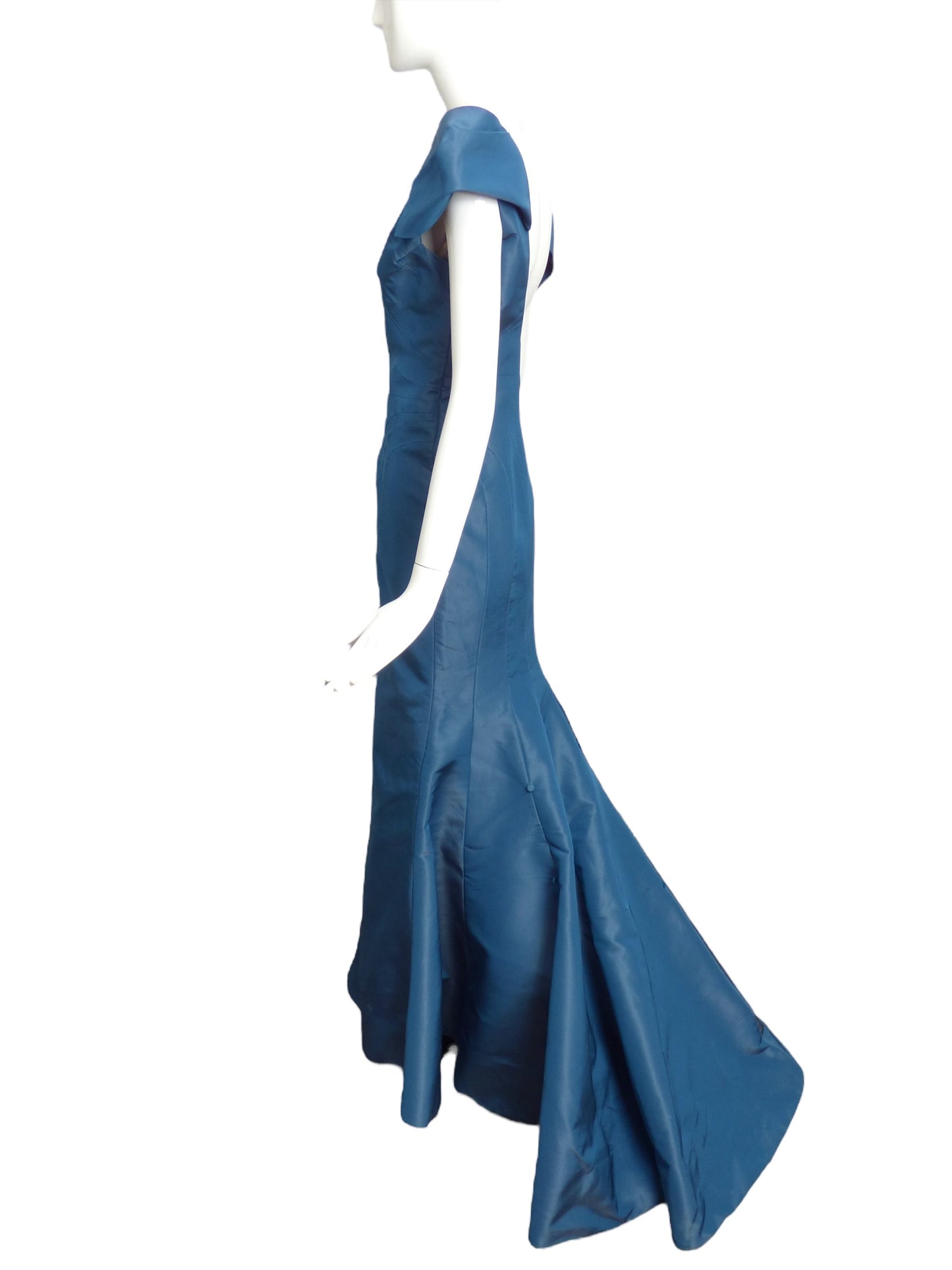 ZAC POSEN- Teal Taffeta Evening Gown, Size 10